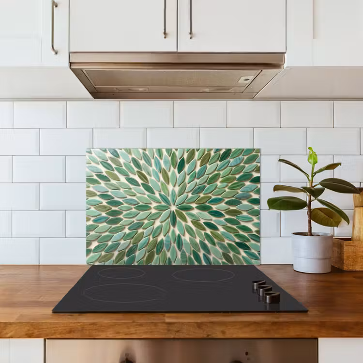 Patroon - Blad - Groen - Abstract keuken achterwand spatscherm klein -sfeer2