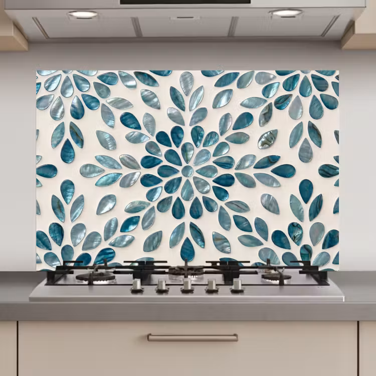 Patroon - Bladeren - Abstract - Modern - Turquoise keuken achterwand spatscherm klein -3d_website