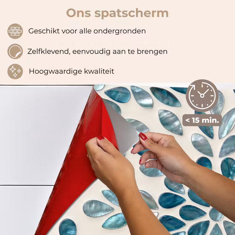 Patroon - Bladeren - Abstract - Modern - Turquoise keuken achterwand spatscherm klein -spatscherm_NL