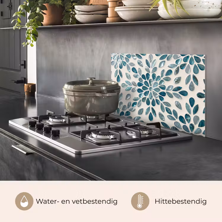 Patroon - Bladeren - Abstract - Modern - Turquoise keuken achterwand spatscherm klein -usp_NL