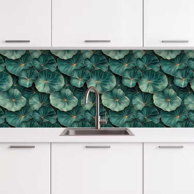 Patroon - Bladeren - Groen keuken achterwand 2 middel 871 -3d