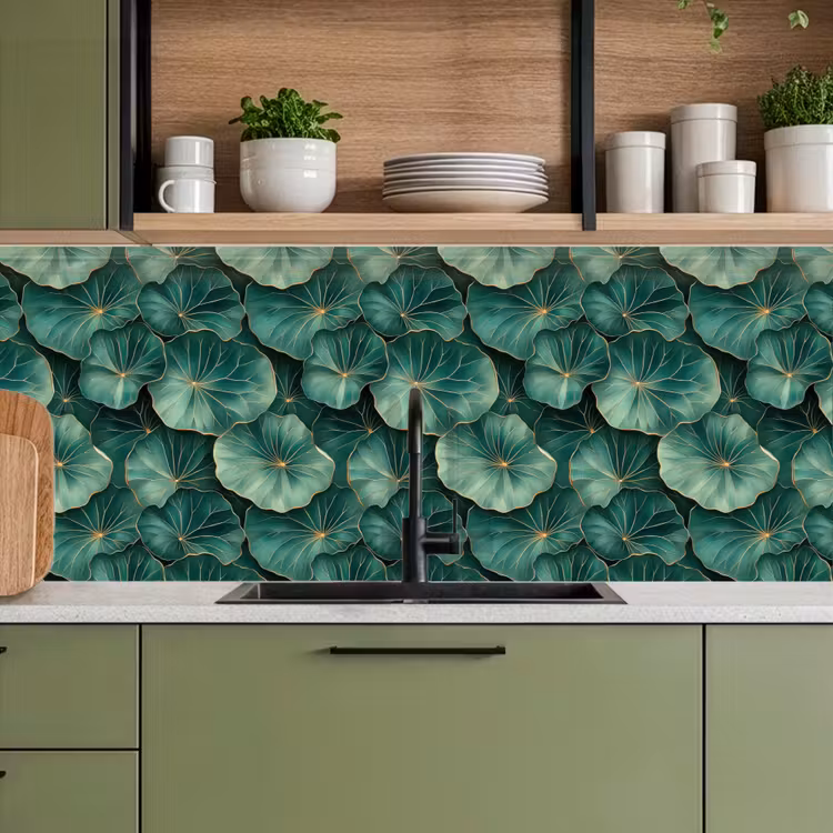 Patroon - Bladeren - Groen keuken achterwand 2 middel 871 -sfeer3