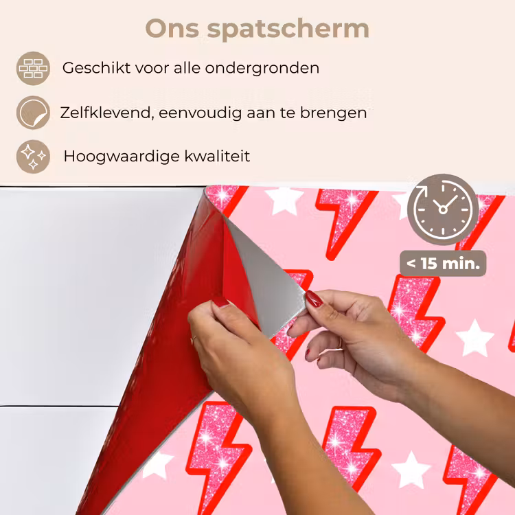Patroon - Bliksem - Ster - Glitter - Roze keuken achterwand spatscherm klein -spatscherm_NL
