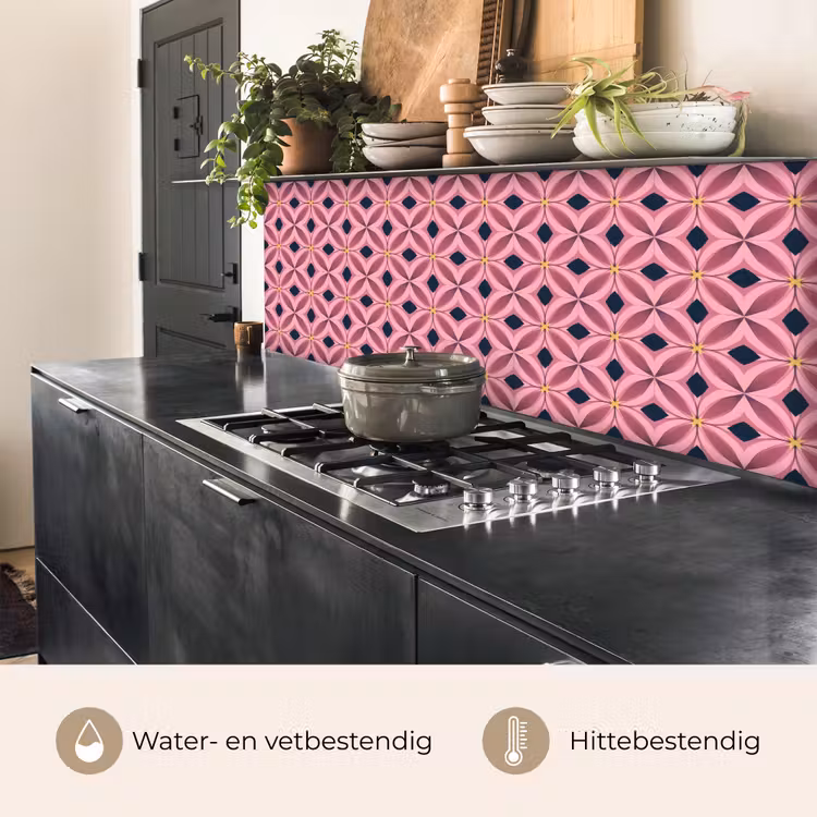 Patroon - Bloemblaadjes - Roze - Blauw keuken achterwand 2 middel 871 -usp_NL