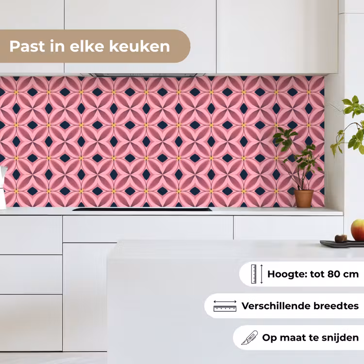 Patroon - Bloemblaadjes - Roze - Blauw keuken achterwand 2 middel 871 -sfeer4_NL