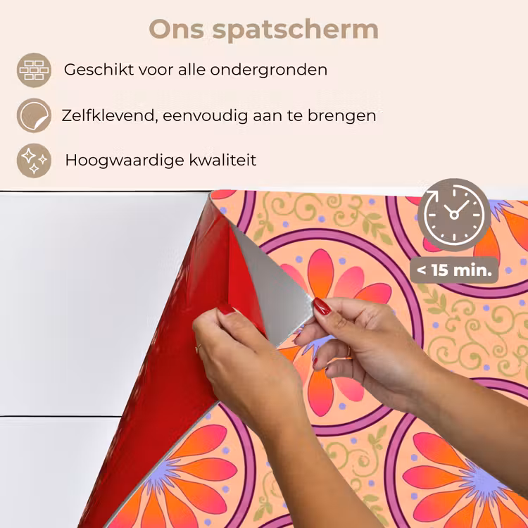 Patroon - Bloemen - Decoratief - Kleurrijk - Modern keuken achterwand spatscherm klein -spatscherm_NL