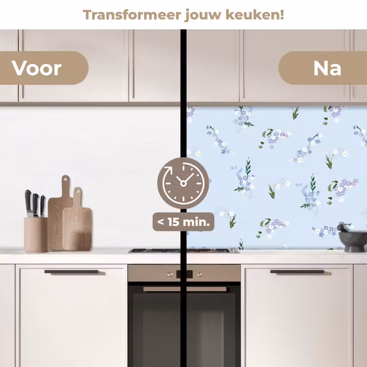 Patroon - Bloemen - Versiering keuken achterwand 2 middel 871 -voor-na2_NL