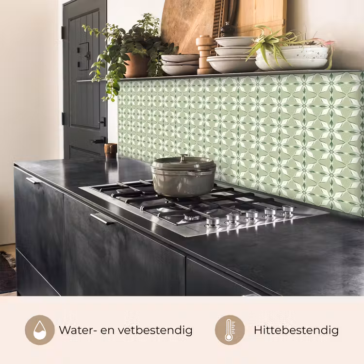 Patroon - Bloemenvorm - Groen keuken achterwand 2 middel 871 -usp_NL
