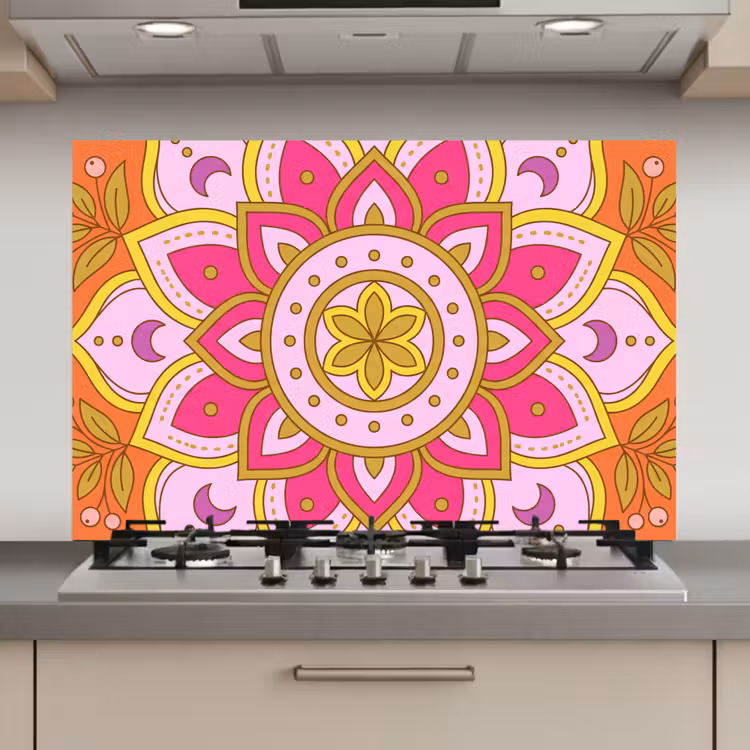 Patroon - Bloemmotief - Decoratie - Abstract - Roze keuken achterwand spatscherm klein -3d_website