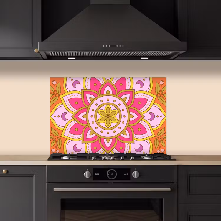 Patroon - Bloemmotief - Decoratie - Abstract - Roze keuken achterwand spatscherm klein -sfeer1