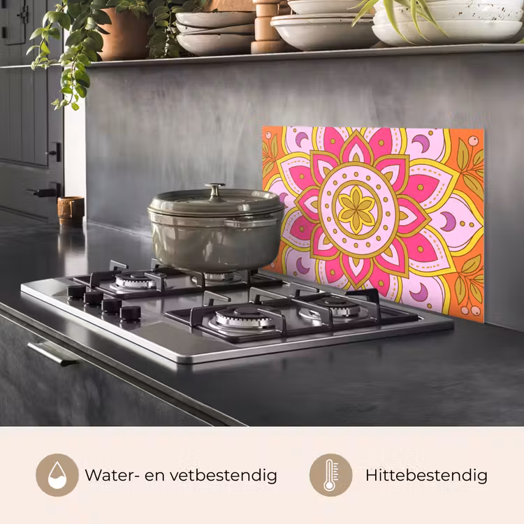 Patroon - Bloemmotief - Decoratie - Abstract - Roze keuken achterwand spatscherm klein -usp_NL