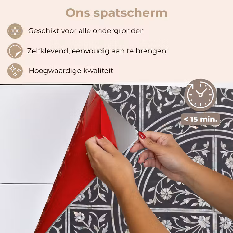 Patroon - Bloemmotief - Decoratie - Klassiek - Zwart keuken achterwand spatscherm klein -spatscherm_NL