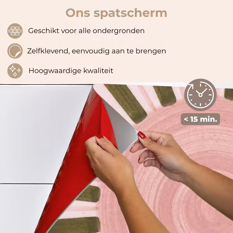 Patroon - Cirkel - Stralen - Abstract - Roze keuken achterwand spatscherm klein -spatscherm_NL