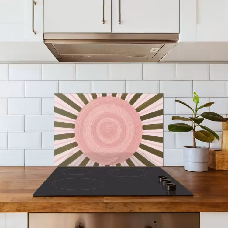 Patroon - Cirkel - Stralen - Abstract - Roze keuken achterwand spatscherm klein -sfeer2