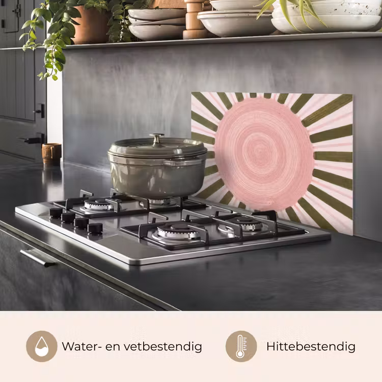 Patroon - Cirkel - Stralen - Abstract - Roze keuken achterwand spatscherm klein -usp_NL