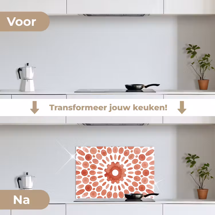 Patroon - Cirkels - Abstract - Modern - Rood keuken achterwand spatscherm klein -voor_na_NL