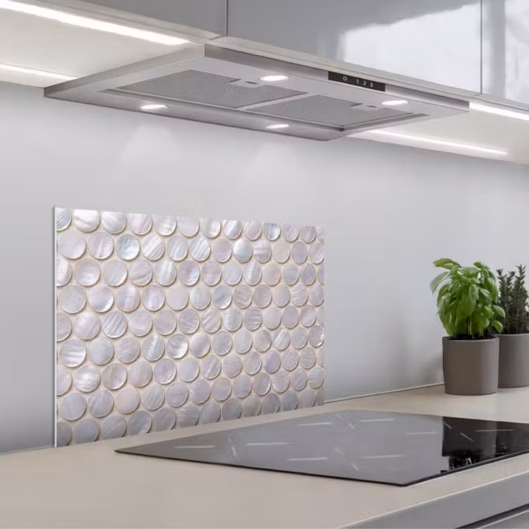 Patroon - Cirkels - Abstract - Modern - Wit keuken achterwand spatscherm klein -3d_schuin