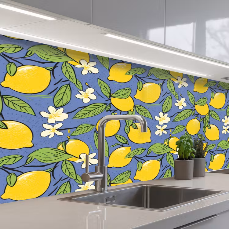 Patroon - Citroen - Illustratie keuken achterwand 2 middel 871 -3d_schuin
