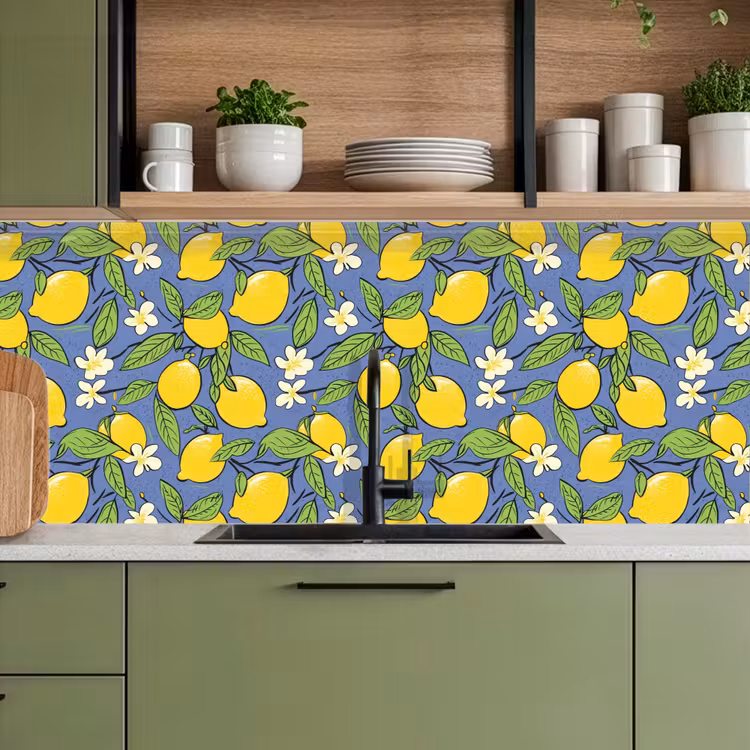 Patroon - Citroen - Illustratie keuken achterwand 2 middel 871 -sfeer3