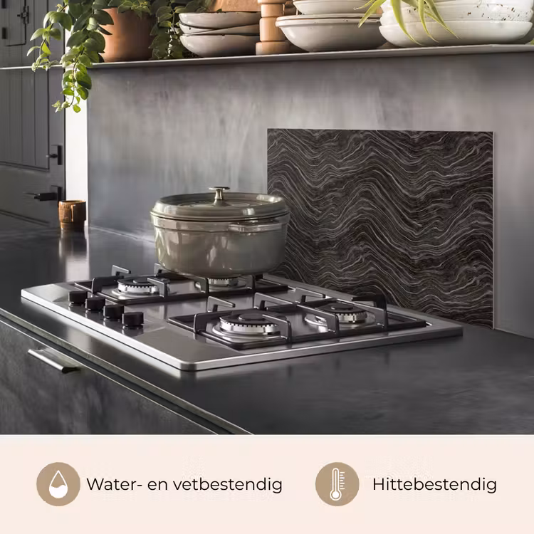 Patroon - Contrast - Antraciet keuken achterwand spatscherm klein 900 -usp_NL