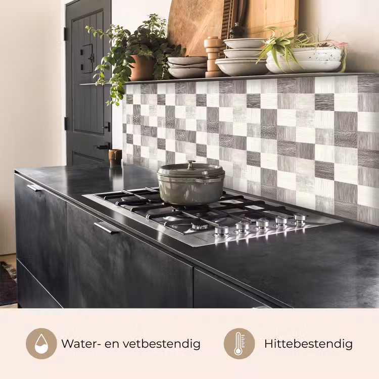 Patroon - Dambord - Houtnerf keuken achterwand 2 middel 871 -usp_NL