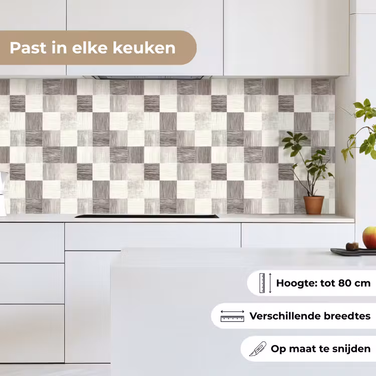 Patroon - Dambord - Houtnerf keuken achterwand 2 middel 871 -sfeer4_NL