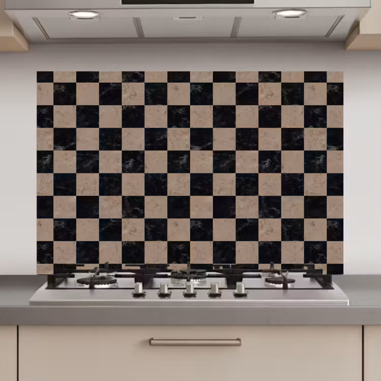 Patroon - Dambord - Marmer keuken achterwand spatscherm klein 900 -3d_website