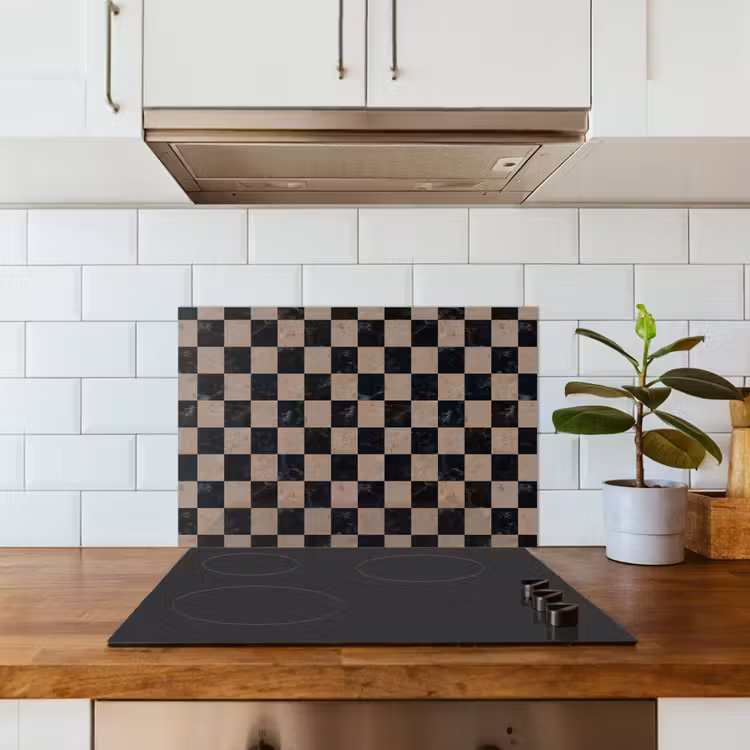 Patroon - Dambord - Marmer keuken achterwand spatscherm klein 900 -sfeer2