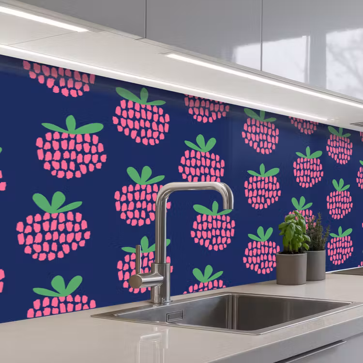 Patroon - Framboos - Retro keuken achterwand 2 middel 871 -3d_schuin