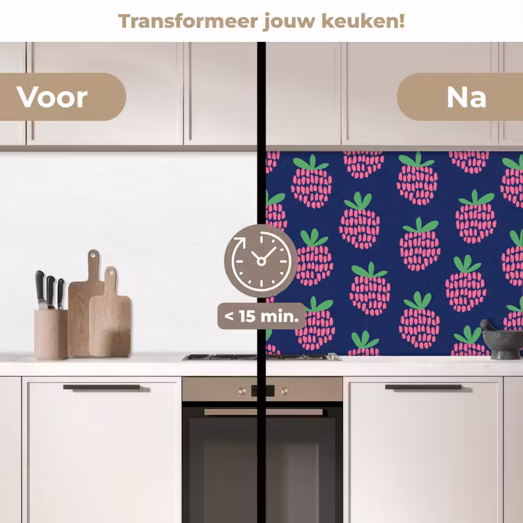 Patroon - Framboos - Retro keuken achterwand 2 middel 871 -voor-na2_NL