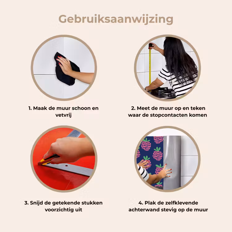 Patroon - Framboos - Retro keuken achterwand 2 middel 871 -gebruiksaanwijzing_NL