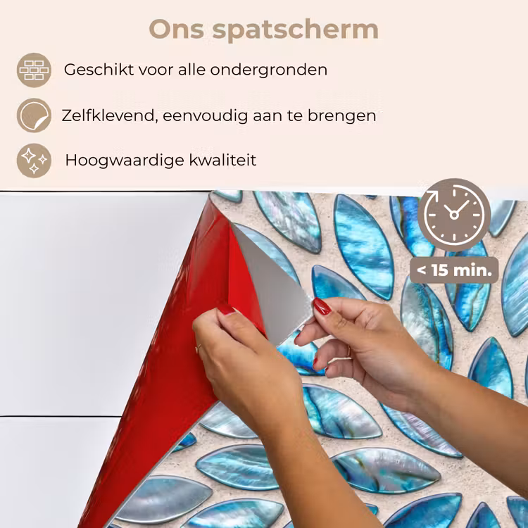 Patroon - Glans - Abstract - Blauw - Decoratie keuken achterwand spatscherm klein -spatscherm_NL