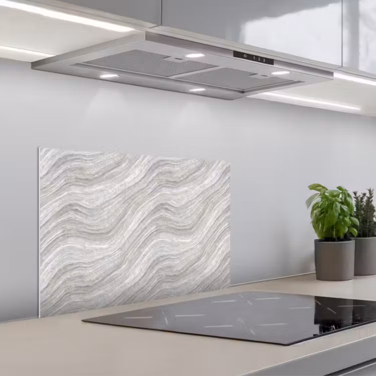 Patroon - Helder - Wit - Grijs keuken achterwand spatscherm klein 900 -3d_schuin