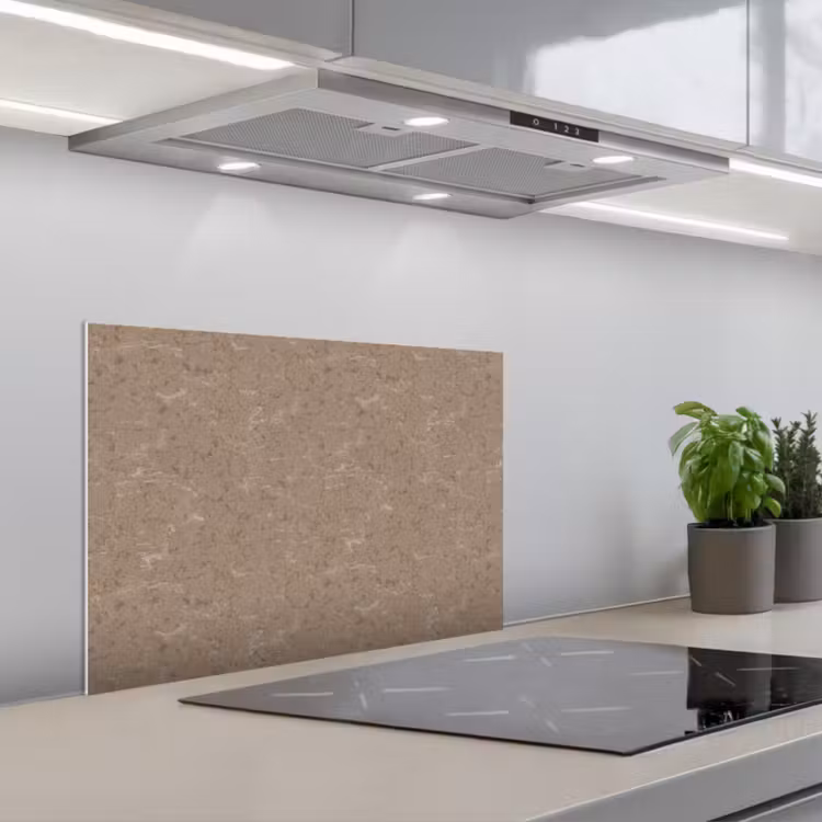 Patroon - Kalksteen - Beige keuken achterwand spatscherm klein 900 -3d_schuin