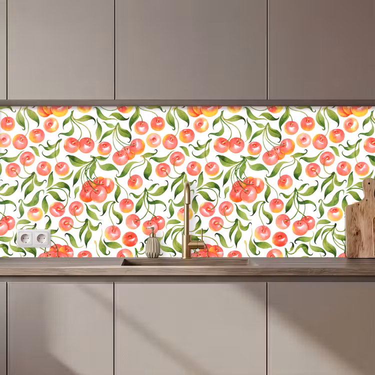 Patroon - Kersen - Wit keuken achterwand 2 middel 871 zz_3dshopping