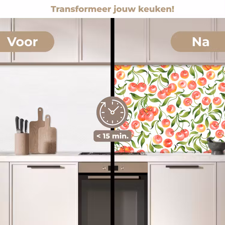 Patroon - Kersen - Wit keuken achterwand 2 middel 871 -voor-na2_NL
