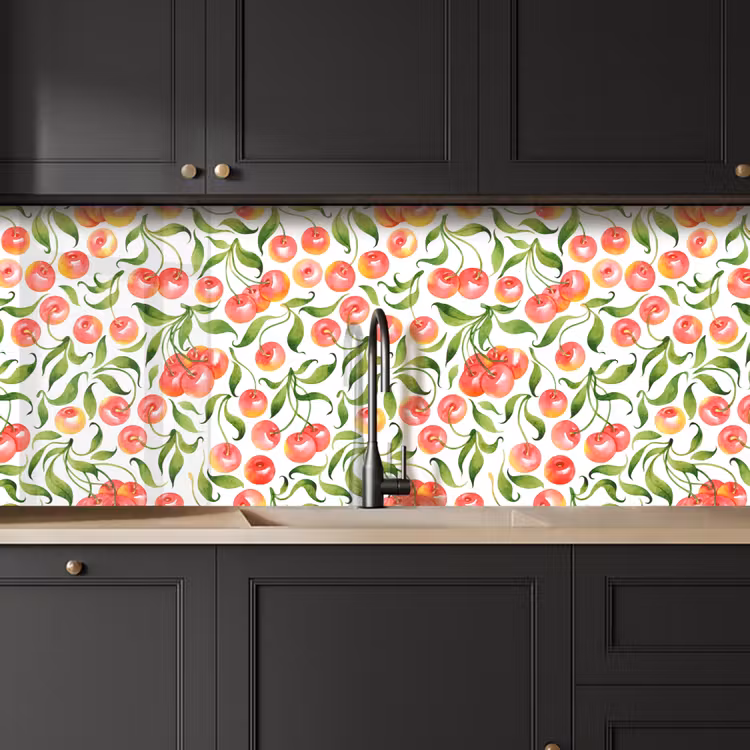 Patroon - Kersen - Wit keuken achterwand 2 middel 871 -sfeer1