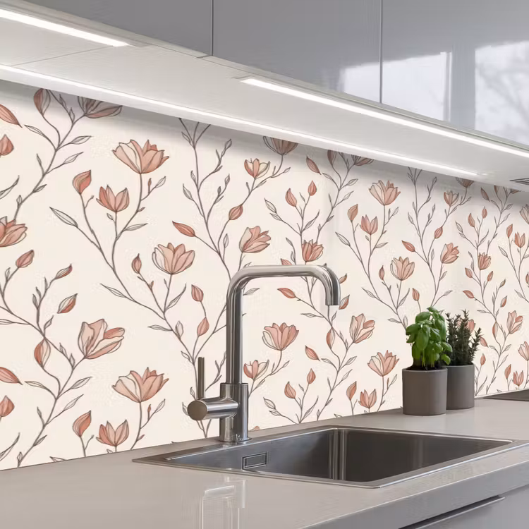 Patroon - Klassiek - Roze keuken achterwand 2 middel 871 -3d_schuin