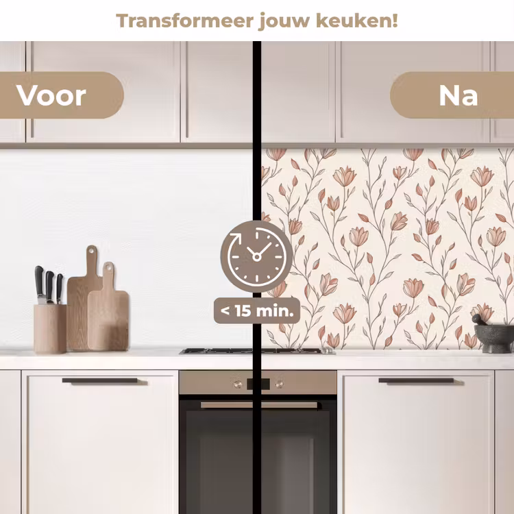 Patroon - Klassiek - Roze keuken achterwand 2 middel 871 -voor-na2_NL