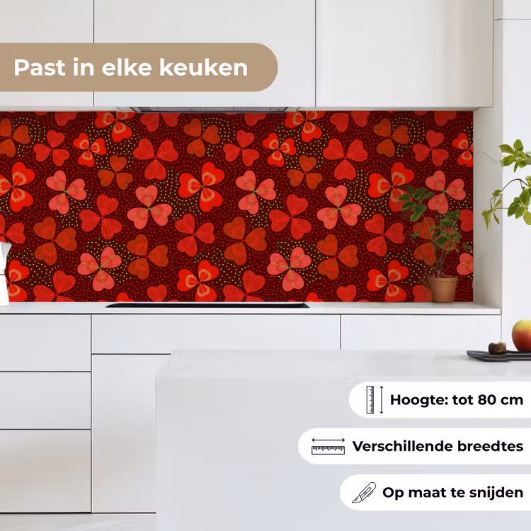Patroon - Klaver - Rood keuken achterwand 2 middel 871 -sfeer4_NL