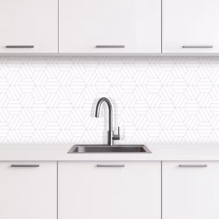 Patroon - Lijn - Design - Zwart - Wit keuken achterwand 2 middel 871 -3d