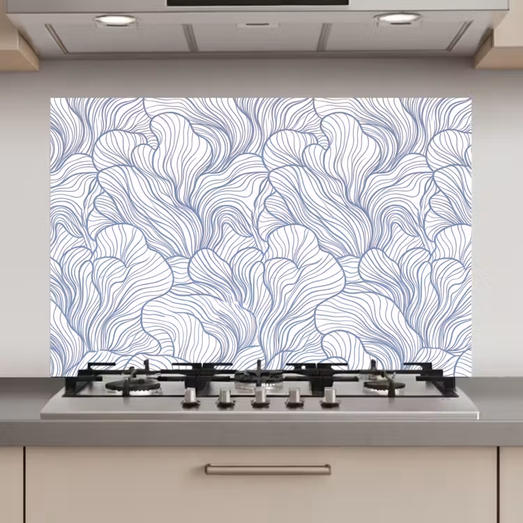 Patroon - Lijnen - Organisch - Abstract - Blauw keuken achterwand spatscherm klein -3d_website