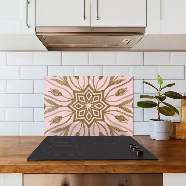 Patroon - Mandala - Decoratie - Abstract - Groen keuken achterwand spatscherm klein -sfeer2
