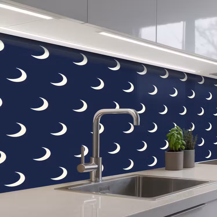 Patroon - Manen - Blauw keuken achterwand 2 middel 871 -3d_schuin