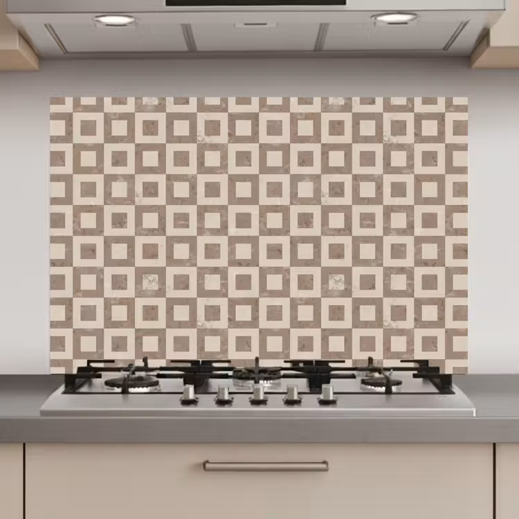 Patroon - Marmer - Beige keuken achterwand spatscherm klein 900 -3d_website