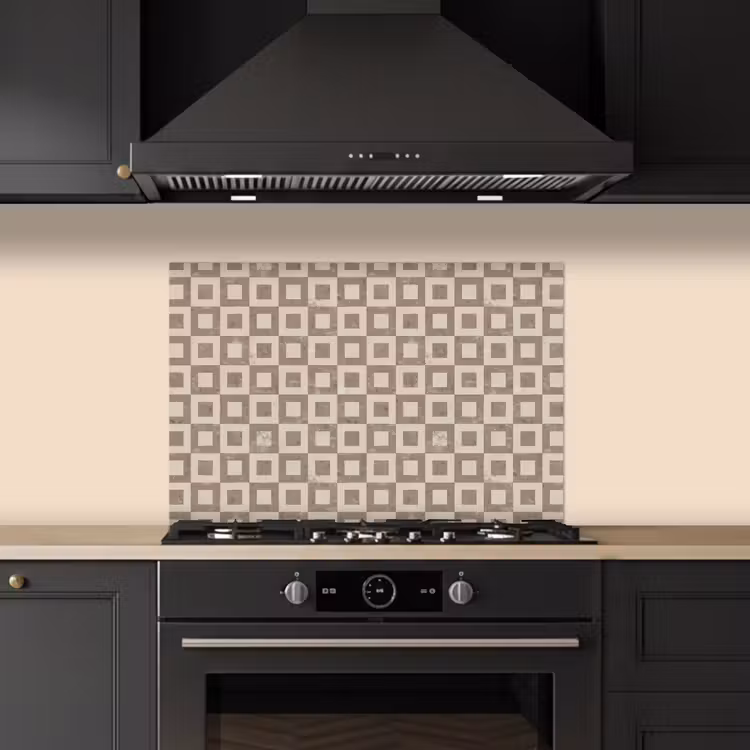 Patroon - Marmer - Beige keuken achterwand spatscherm klein 900 -sfeer1