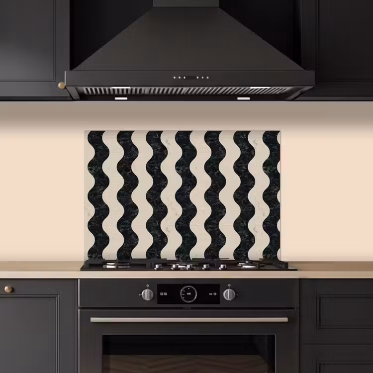 Patroon - Marmer - Groen - Cremé keuken achterwand spatscherm klein 900 -sfeer1
