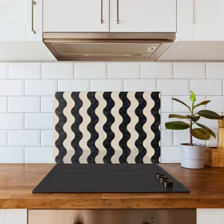 Patroon - Marmer - Groen - Cremé keuken achterwand spatscherm klein 900 -sfeer2