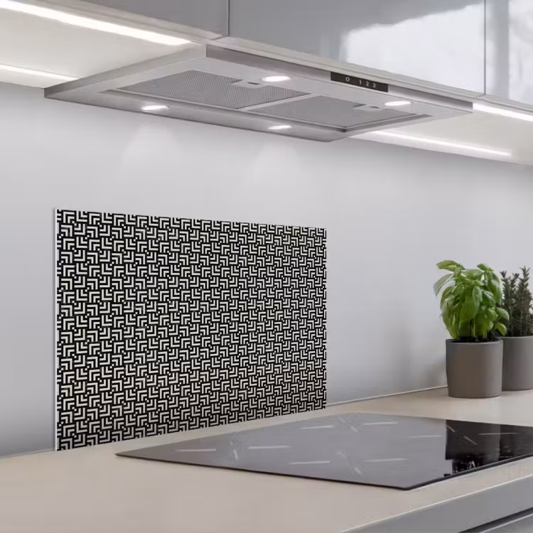 Patroon - Marmer - Zwart keuken achterwand spatscherm klein 900 -3d_schuin