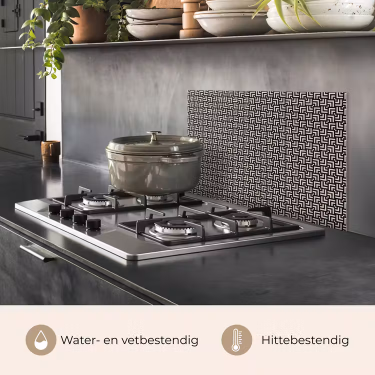 Patroon - Marmer - Zwart keuken achterwand spatscherm klein 900 -usp_NL